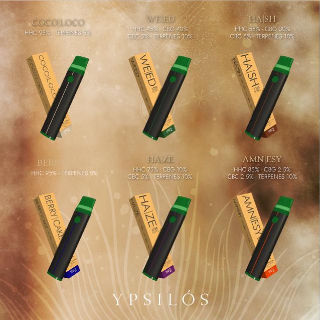 Vape HHC - CBG - CBC - Terpenos Ypsilós Y The Green Muse