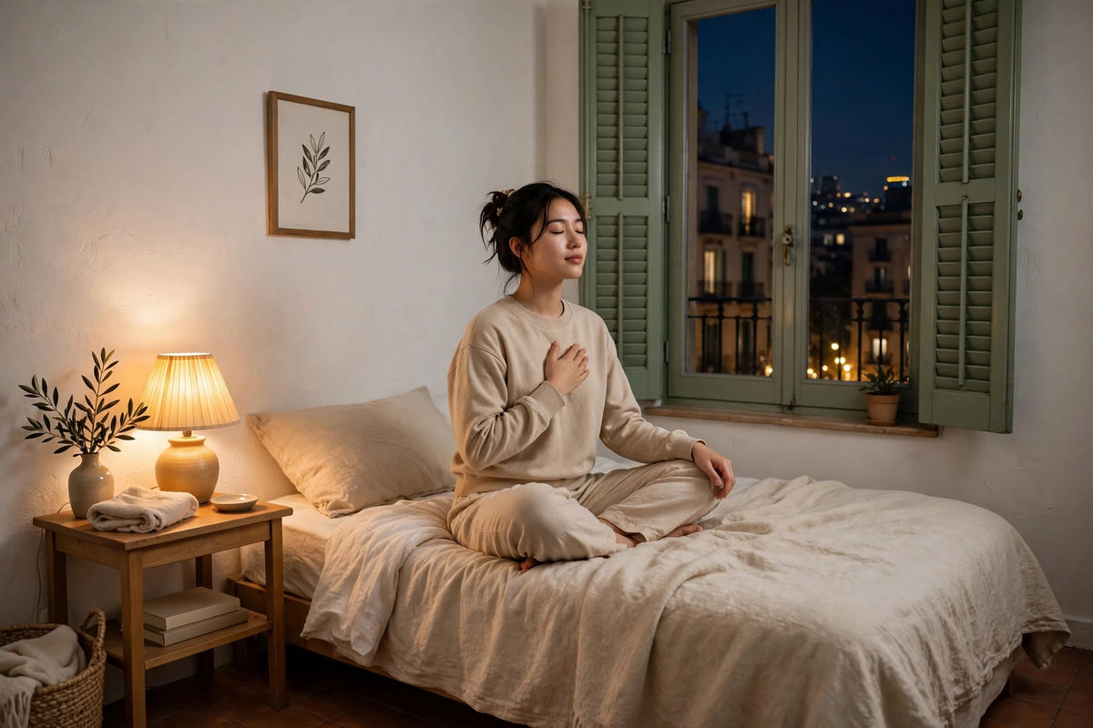 Rutina nocturna con luz cálida para desconectar del móvil