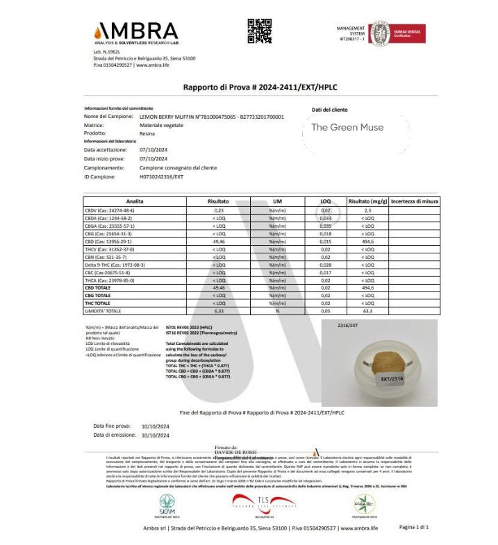 The Lemonberry – Resina CBD con aroma a muffin de limón