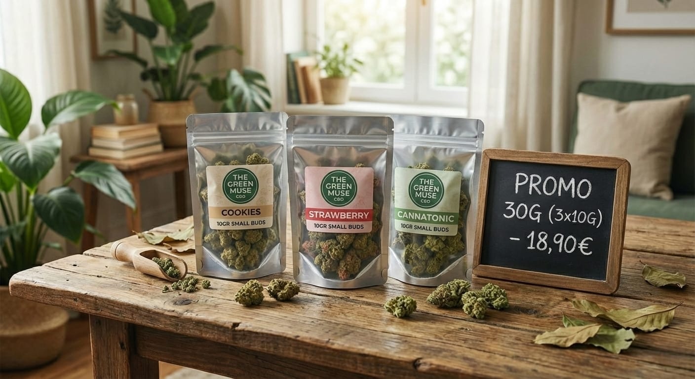 PACK 3 BOLSAS 10 GRAMOS FLORES AROMATICA SMALL BUD COOKIES, STRAWBERRY, CANNATONIC. PRECIO 18,90€