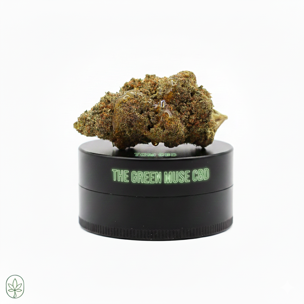 cogollo grape gasoline the green muse 50% magic sauce, 11% cbd. con grinder hierbas negro de the green muse cbd 